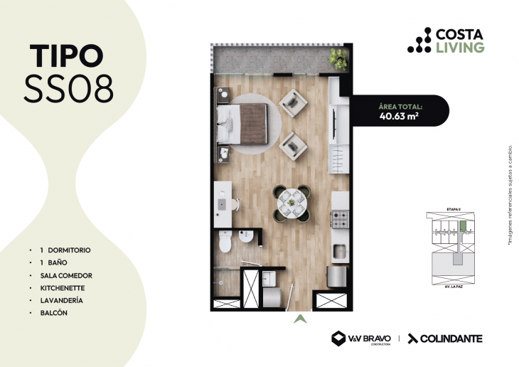 Plano del modelo S08 del proyecto Costa Living en San Miguel