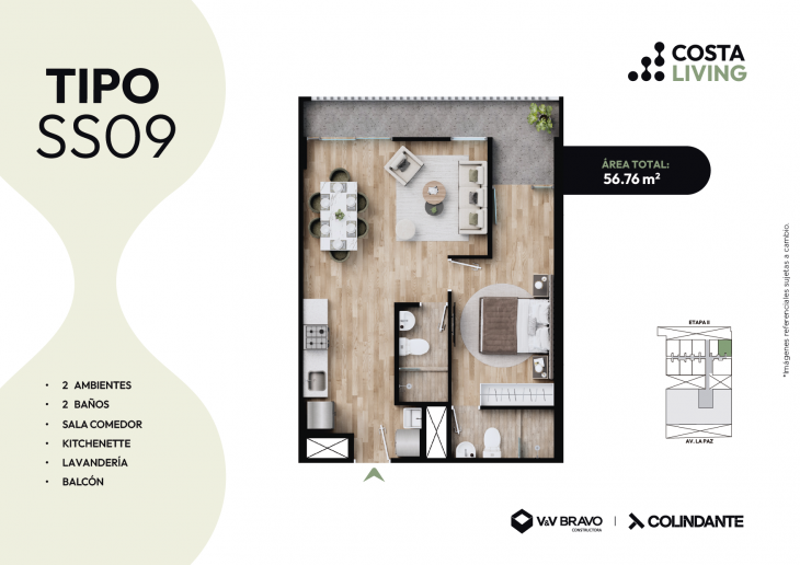 Plano del modelo S09 del proyecto Costa Living en San Miguel