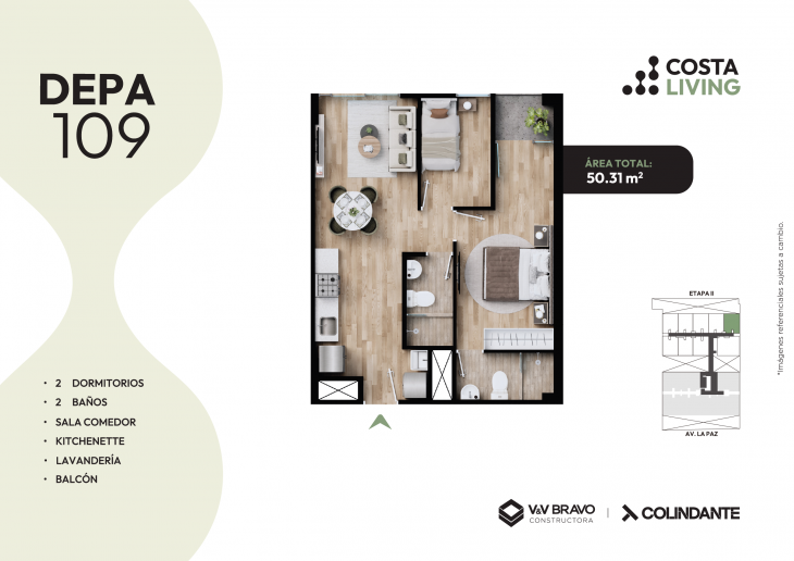 Plano del modelo X109 del proyecto Costa Living en San Miguel