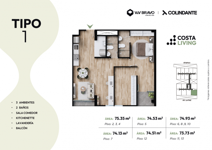 Plano del modelo X01 del proyecto Costa Living en San Miguel
