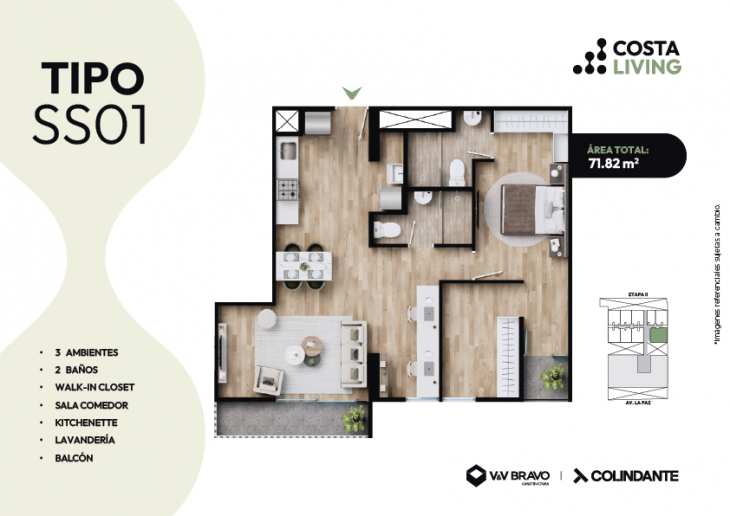 Plano del modelo S01 del proyecto Costa Living en San Miguel