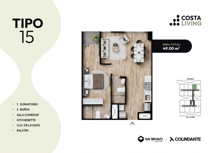 Plano del modelo X15 del proyecto Costa Living en San Miguel