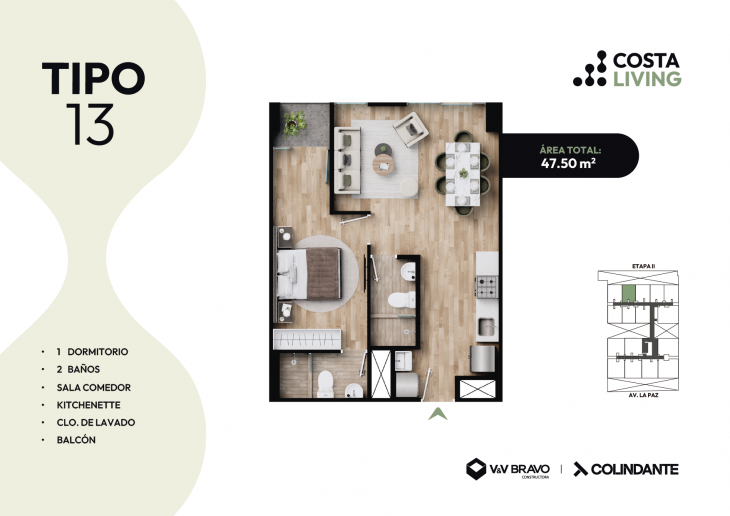 Plano del modelo X13 del proyecto Costa Living en San Miguel