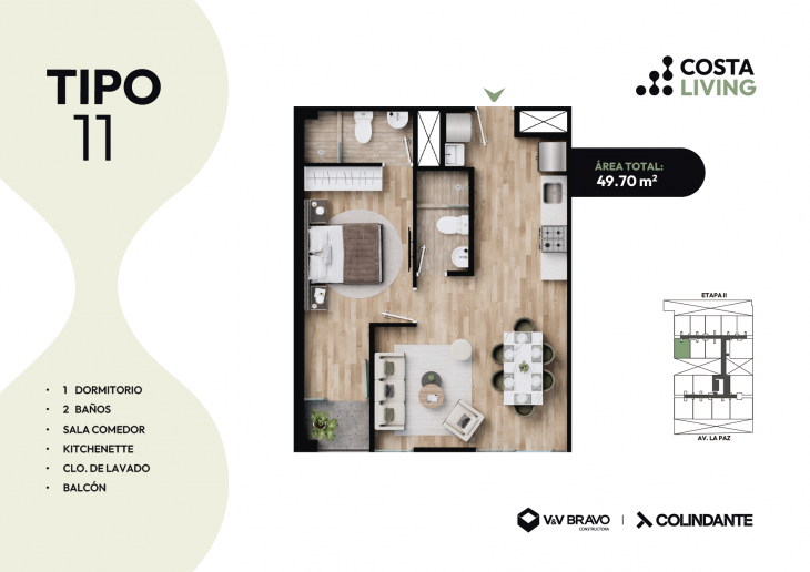 Plano del modelo X11 del proyecto Costa Living en San Miguel