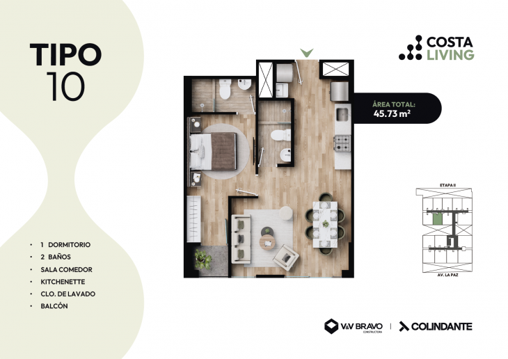 Plano del modelo X10 del proyecto Costa Living en San Miguel