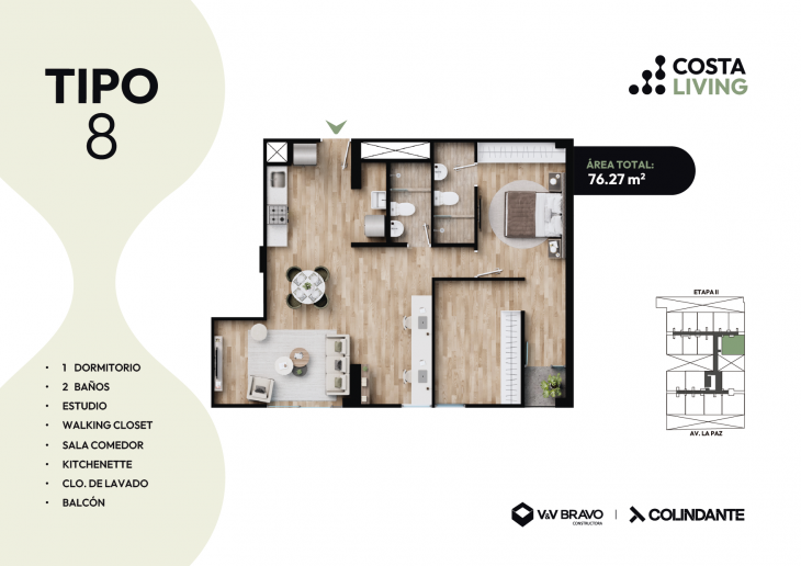 Plano del modelo X08 del proyecto Costa Living en San Miguel