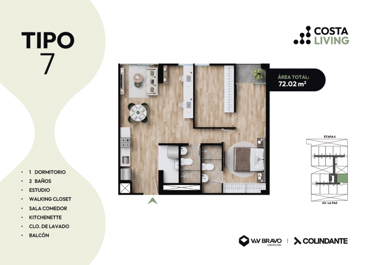 Plano del modelo X07 del proyecto Costa Living en San Miguel