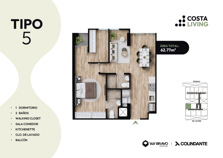 Plano del modelo X05 del proyecto Costa Living en San Miguel