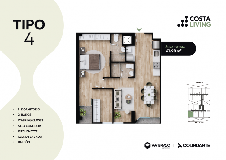Plano del modelo X04 del proyecto Costa Living en San Miguel