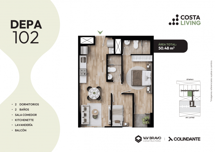 Plano del modelo X102 del proyecto Costa Living en San Miguel