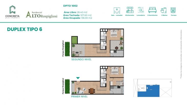 Plano del modelo TIPO 6 del proyecto Alto Rospigliosi en Pueblo Libre