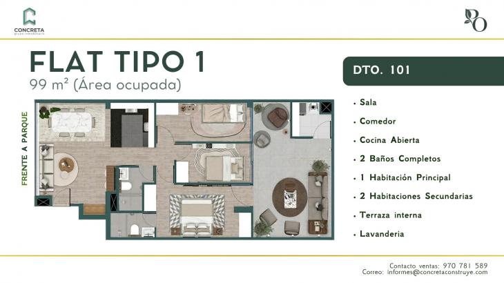 Plano del modelo 1 del proyecto PARQUE OSORES en Pueblo Libre