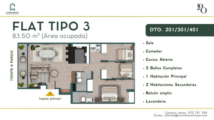 Plano del modelo 3 del proyecto PARQUE OSORES en Pueblo Libre