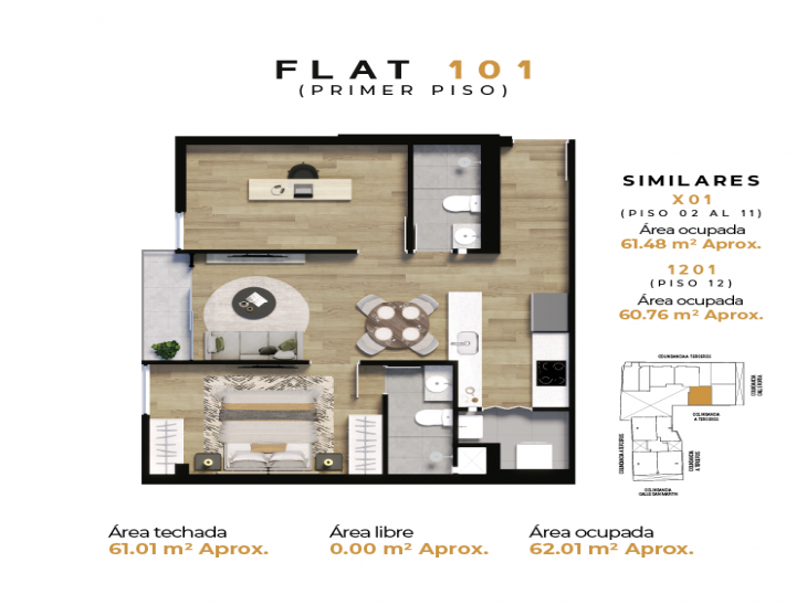 Plano del modelo FLAT X101 del proyecto Twins en Miraflores