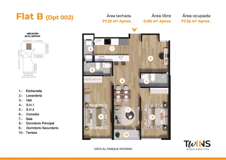 Plano del modelo S02B del proyecto Twins en Miraflores