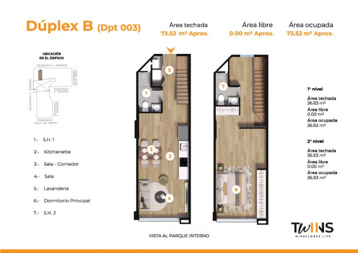 Plano del modelo S03B del proyecto Twins en Miraflores