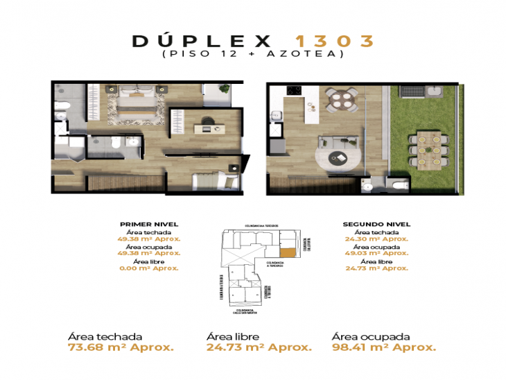 Plano del modelo DUPLEX X4 del proyecto Twins en Miraflores