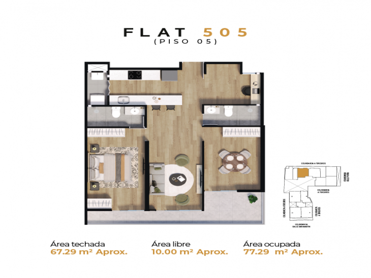Plano del modelo FLAT X052-2 del proyecto Twins en Miraflores