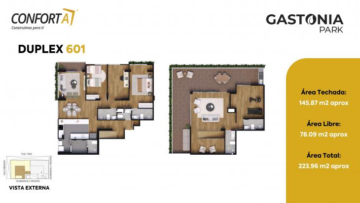 Plano del modelo DUPLEX 601 del proyecto GASTONIA PARK en Santiago De Surco