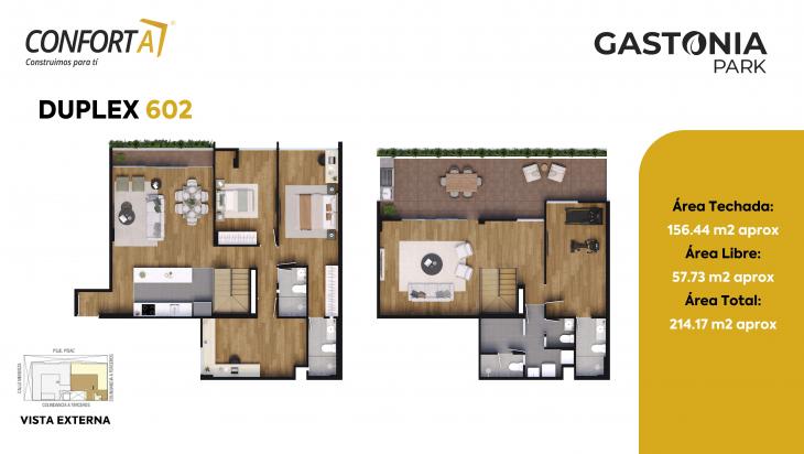 Plano del modelo DUPLEX 602 del proyecto GASTONIA PARK en Santiago De Surco