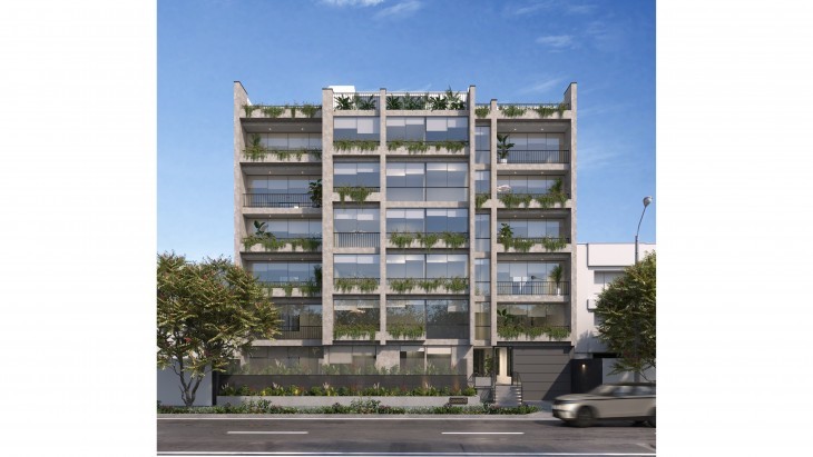 Fachada principal del proyecto PARQUE MOCHICA 2 en Santiago De Surco