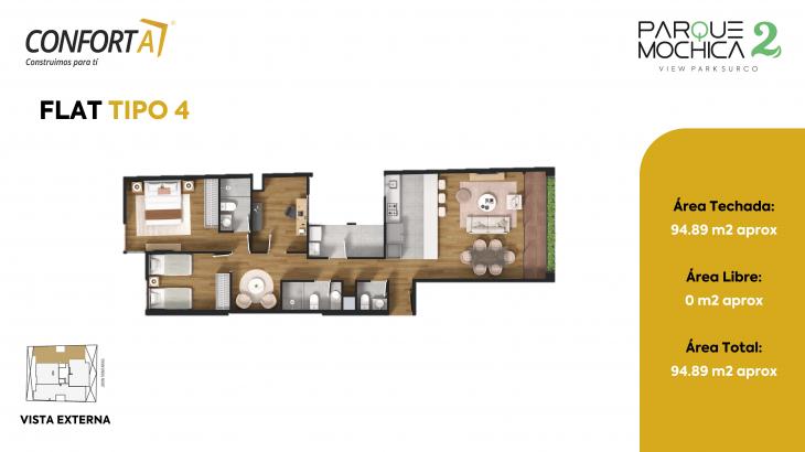 Plano del modelo TIPO 4 del proyecto PARQUE MOCHICA 2 en Santiago De Surco