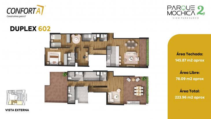 Plano del modelo DUPLEX 602 del proyecto PARQUE MOCHICA 2 en Santiago De Surco