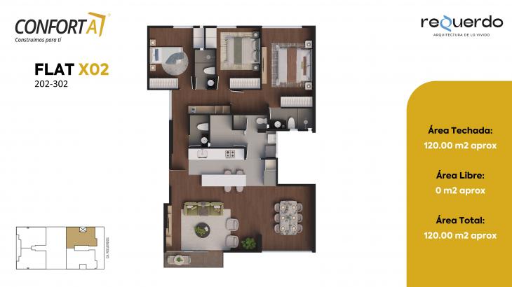 Plano del modelo TIPO X02 del proyecto REQUERDO en San Borja