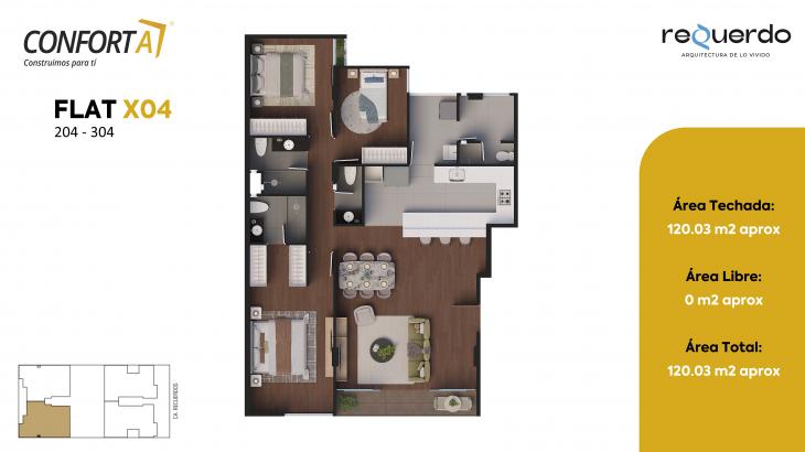 Plano del modelo TIPO X04 del proyecto REQUERDO en San Borja