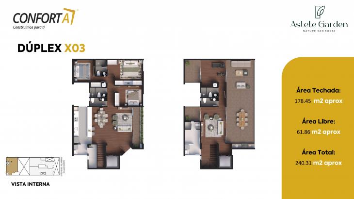 Plano del modelo X03 del proyecto ASTETE GARDEN en San Borja