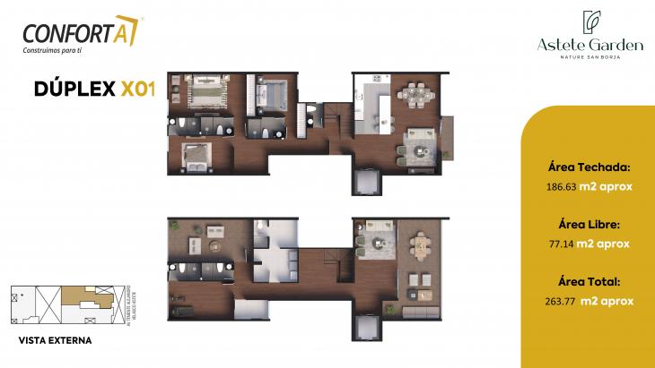 Plano del modelo DUPLEX 501 del proyecto ASTETE GARDEN en San Borja
