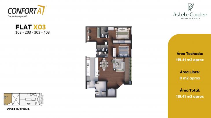 Plano del modelo DUPLEX 503 del proyecto ASTETE GARDEN en San Borja