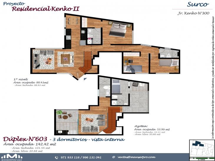 Plano del modelo DPTO 603 del proyecto KENKO II en Santiago De Surco