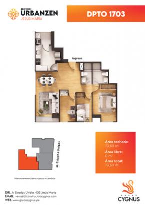 Plano del modelo Tipo 1703 del proyecto Edificio Urbanzen en Jesus Maria