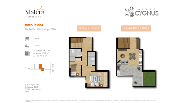 Plano del modelo B-1304 del proyecto Matera en Jesus Maria