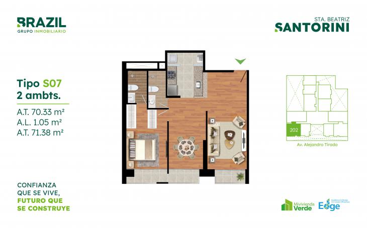 Plano del modelo S07 del proyecto Santorini en Cercado De Lima