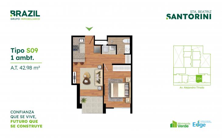 Plano del modelo S09 del proyecto Santorini en Cercado De Lima