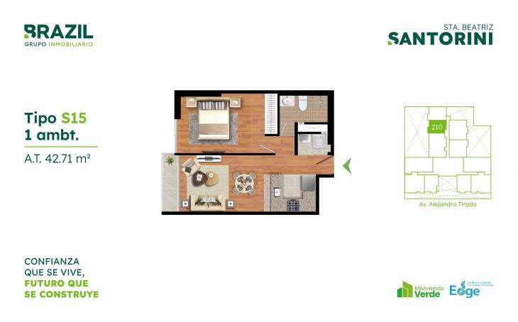 Plano del modelo S15 del proyecto Santorini en Cercado De Lima