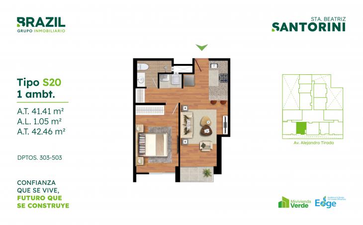 Plano del modelo S20 del proyecto Santorini en Cercado De Lima