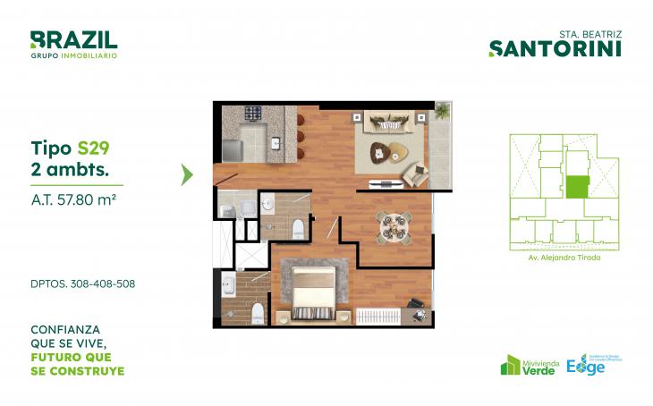 Plano del modelo S29 del proyecto Santorini en Cercado De Lima