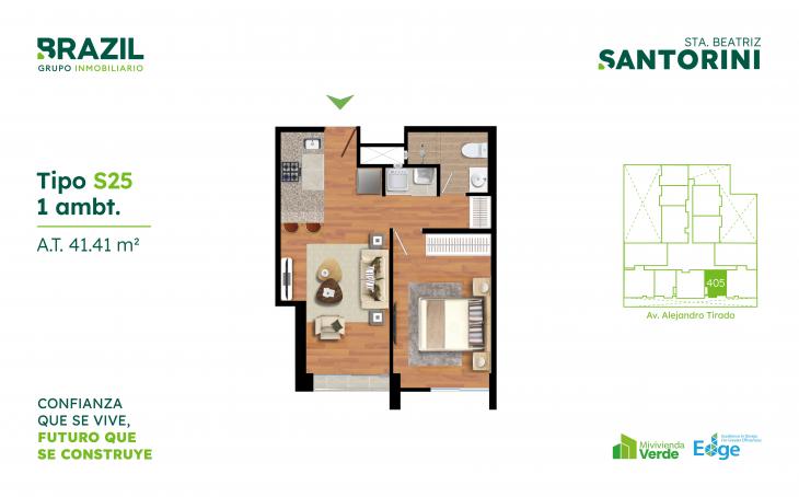 Plano del modelo S25 del proyecto Santorini en Cercado De Lima