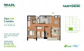 Plano del modelo S38 del proyecto Santorini en Cercado De Lima