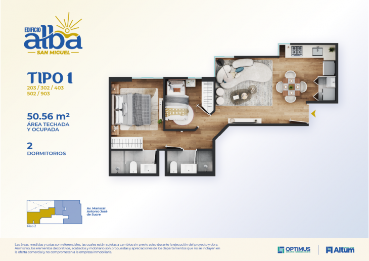 Plano del modelo 1 del proyecto EDIFICIO ALBA en San Miguel