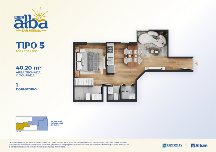Plano del modelo 5 del proyecto EDIFICIO ALBA en San Miguel
