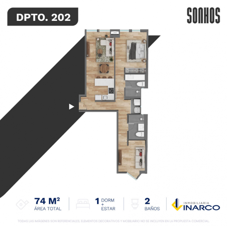 Plano del modelo TIPO 202 del proyecto SONHOS en Miraflores
