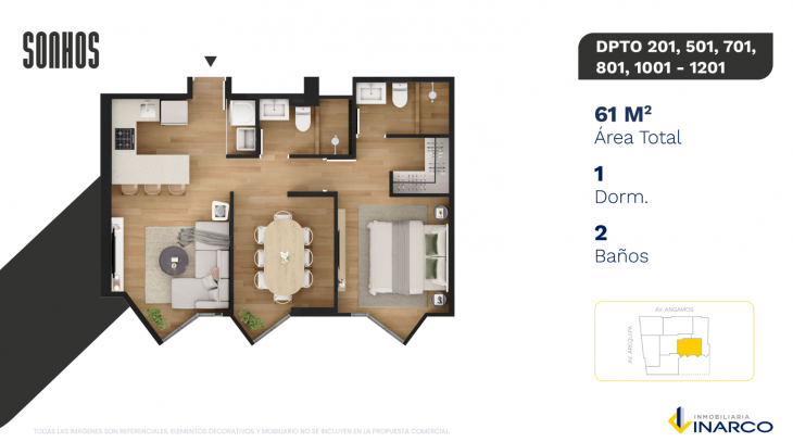 Plano del modelo TIPO 1 del proyecto SONHOS en Miraflores
