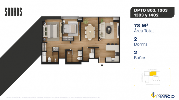 Plano del modelo TIPO 8 del proyecto SONHOS en Miraflores