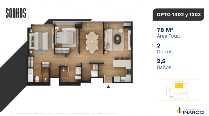 Plano del modelo TIPO 1402 del proyecto SONHOS en Miraflores