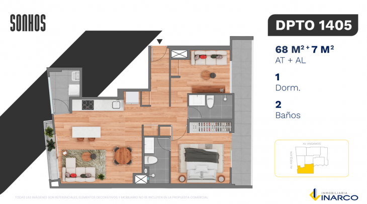 Plano del modelo TIPO 1405 del proyecto SONHOS en Miraflores