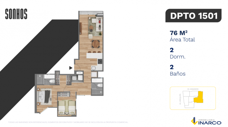 Plano del modelo TIPO 1501 del proyecto SONHOS en Miraflores